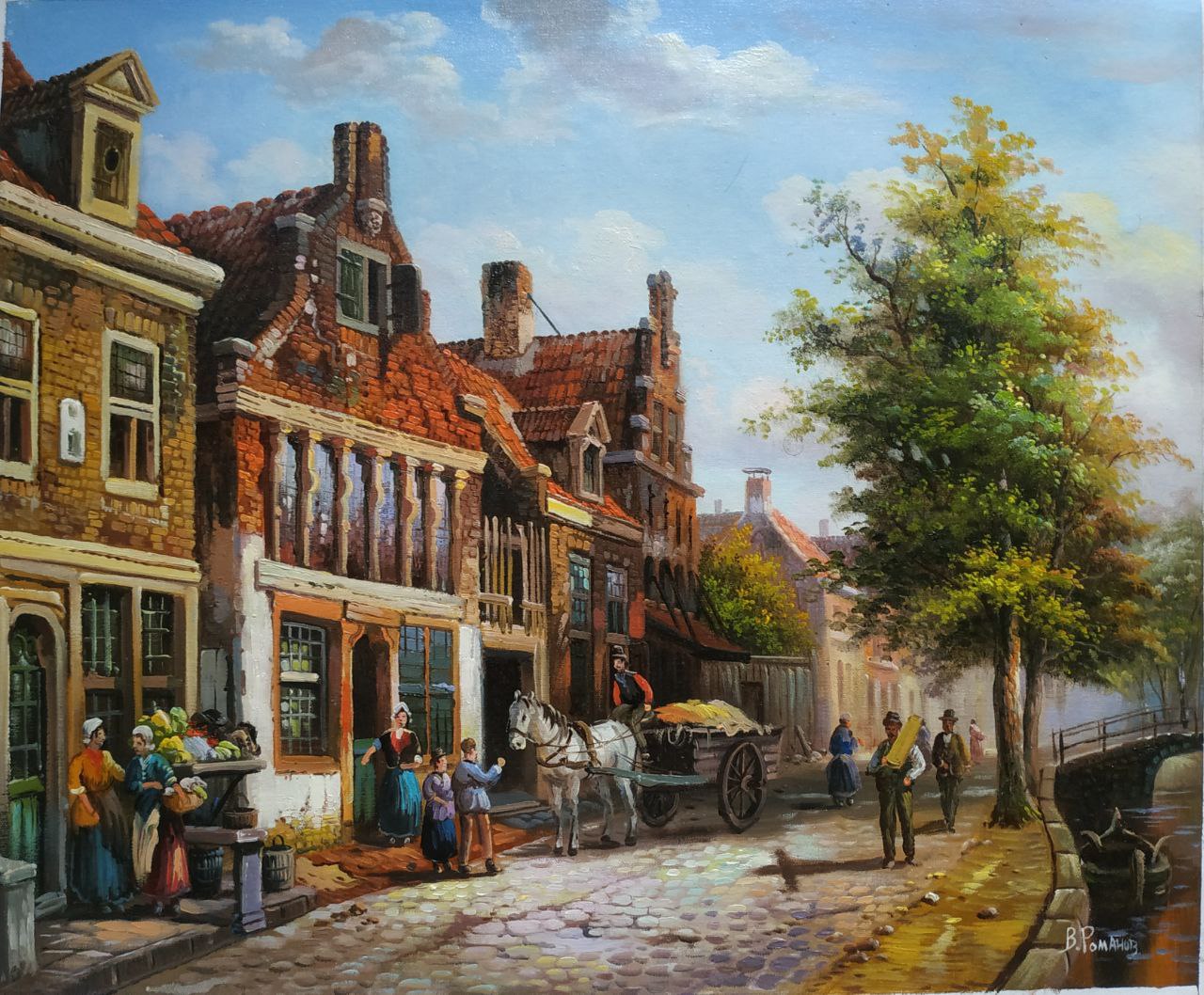 Картина маслом Улицы старой Голландии 50х60